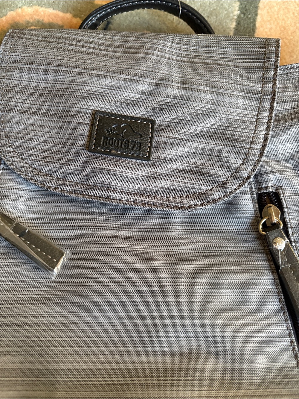 Roots Gray Backpack with Subtle Stripe Texture
